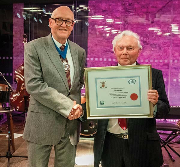 David presenting Arnold Homer with his Certificate of Appreciation