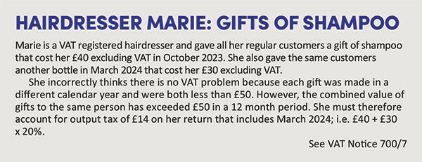 Hairdresser Marie: gifts of shampoo.