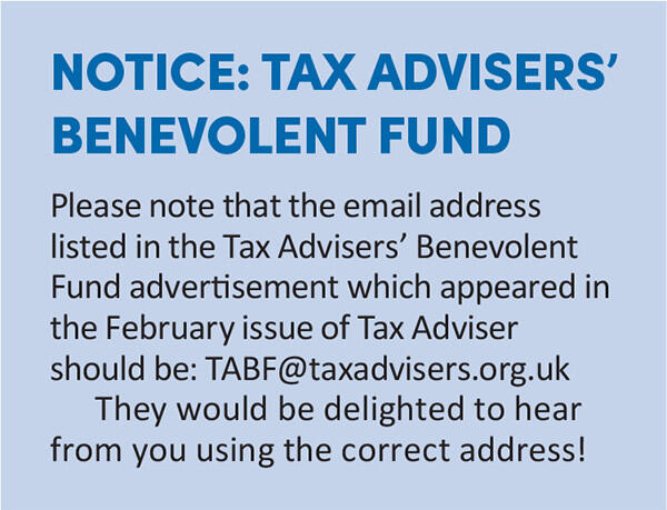 Notice: tax adviser benevolent fund